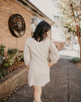 Leighton Faux Leather Dress- Beige