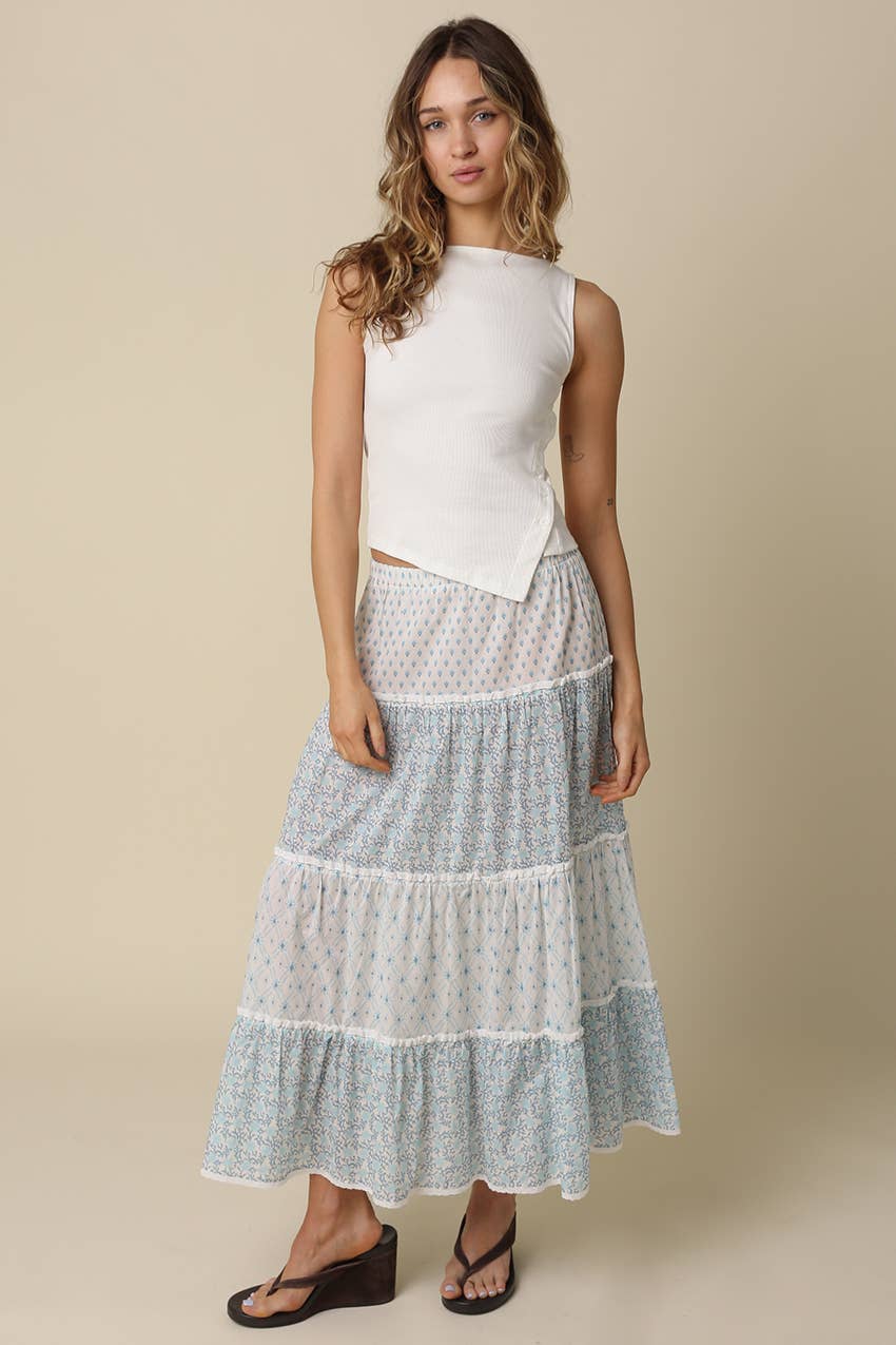 Elle Printed Tiered Maxi Skirt