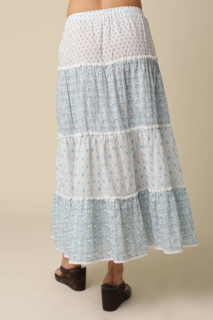 Elle Printed Tiered Maxi Skirt