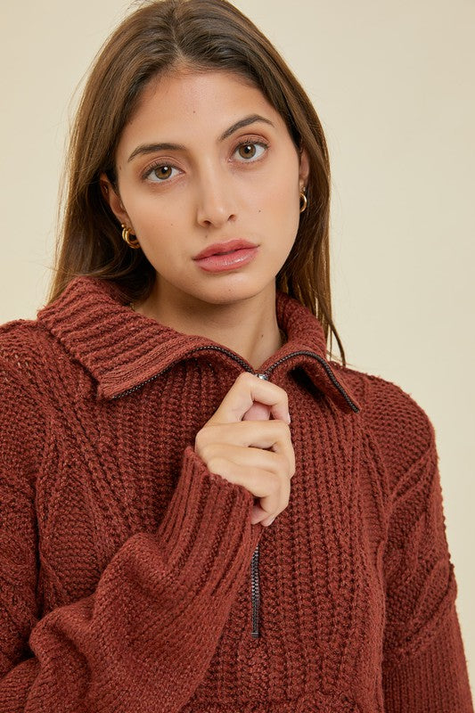 Brown Cable Knit Sweater