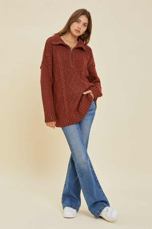 Brown Cable Knit Sweater