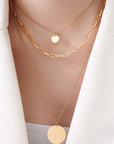Disc Charm Multi Layer Necklace