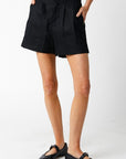 Tailored Linen Shorts- Black