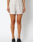 Tailored Linen Shorts- Khaki
