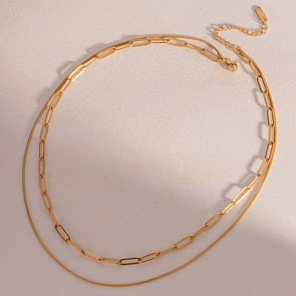Paperclip Chain Multi Layer Necklace