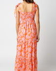 Orange Floral Midi Dress