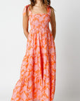 Orange Floral Midi Dress