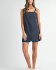 Sleeveless Linen Mini Dress- Navy