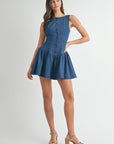 Denim Button Front Mini Dress