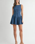 Denim Button Front Mini Dress