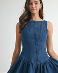 Denim Button Front Mini Dress