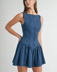 Denim Button Front Mini Dress
