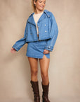 Hallie Crop Denim Trench Coat