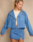 Hallie Crop Denim Trench Coat