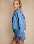 Hallie Crop Denim Trench Coat