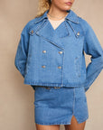 Hallie Crop Denim Trench Coat