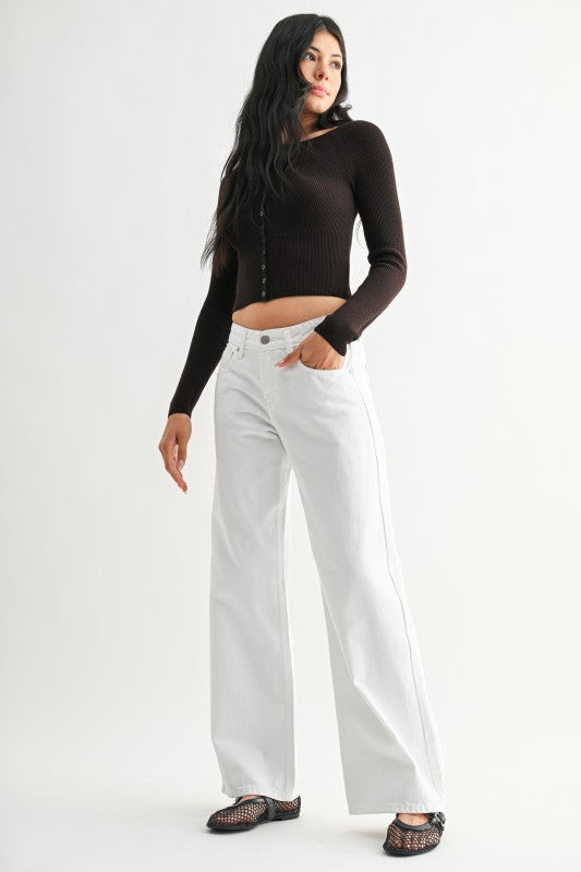 Fallon White Baggy Wide Leg Jeans