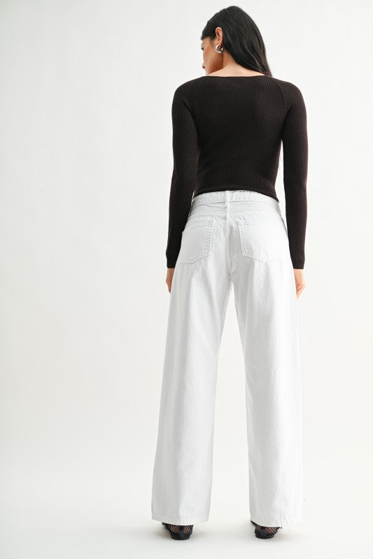 Fallon White Baggy Wide Leg Jeans