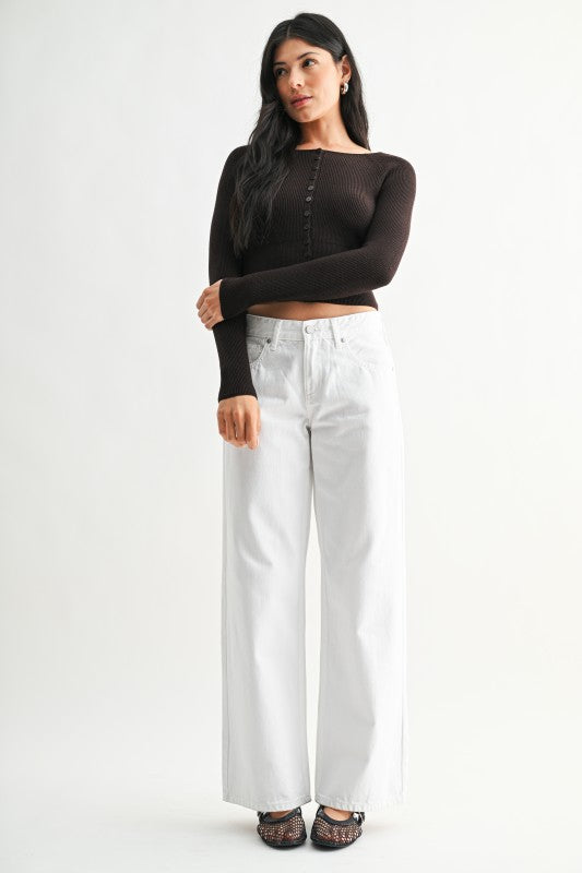 Fallon White Baggy Wide Leg Jeans