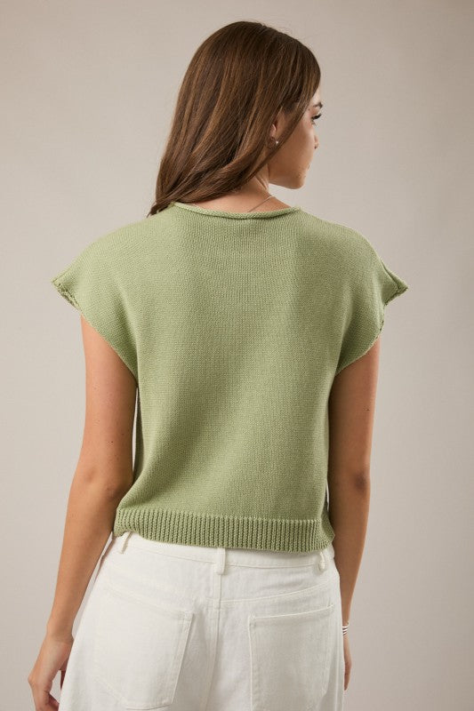 A Subtle Shift Sweater Top - Sage