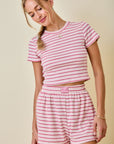 Relaxed Ribbed Lounge Shorts With Elastic Waist
