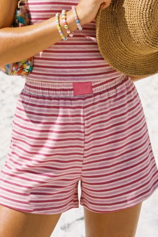 Relaxed Ribbed Lounge Shorts With Elastic Waist