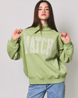 "matcha" Mock Neck Sweatshirt