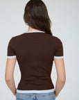 Contrast Trim Short Sleeve Cardigan