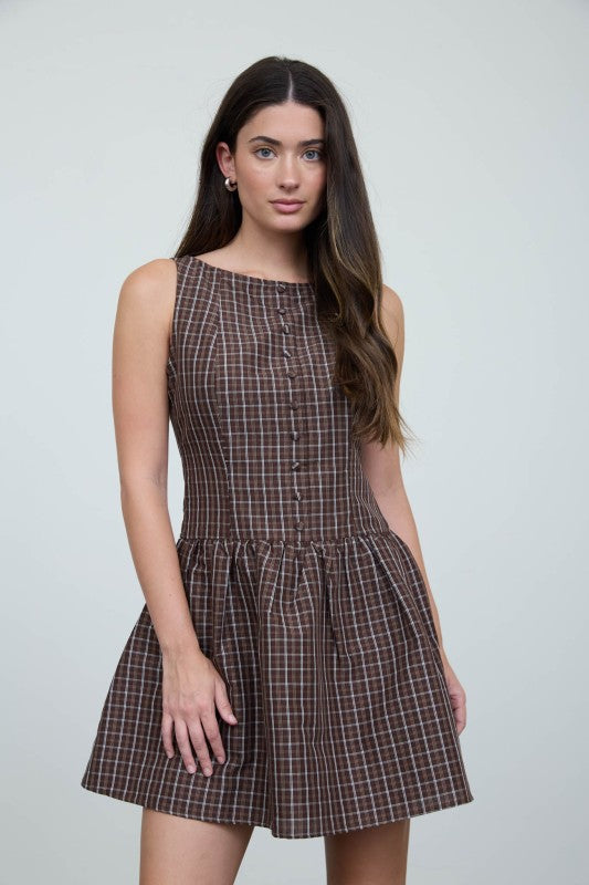 Plaid Button Front Mini Dress