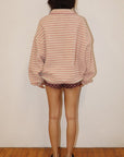 Sherpa Pullover- Cream/Pink Stripe