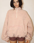 Sherpa Pullover- Cream/Pink Stripe