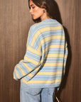 Stripe Society Cardigan- Blue & Yellow
