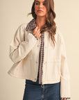 Brown Gingham Trim Jacket