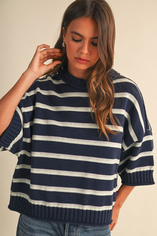 Between Chapters Sweater Top- Navy