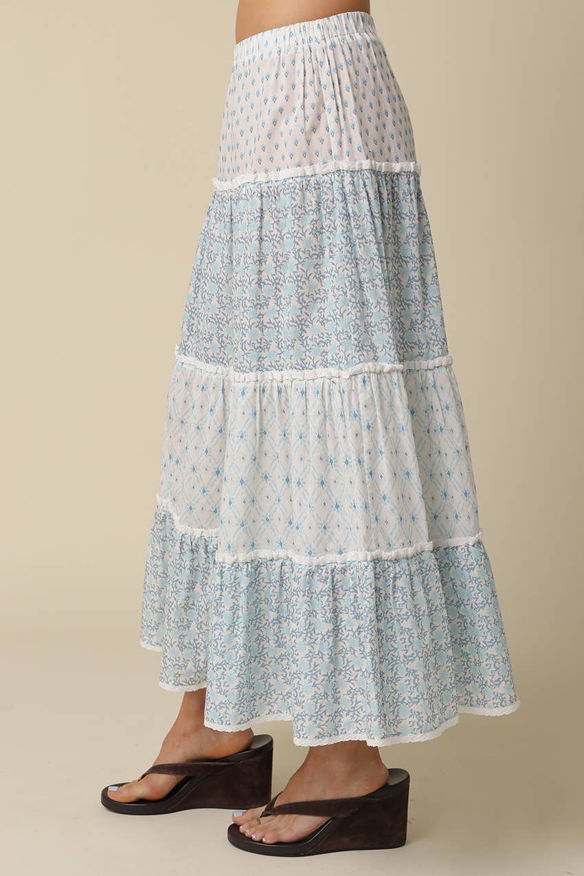 Elle Printed Tiered Maxi Skirt