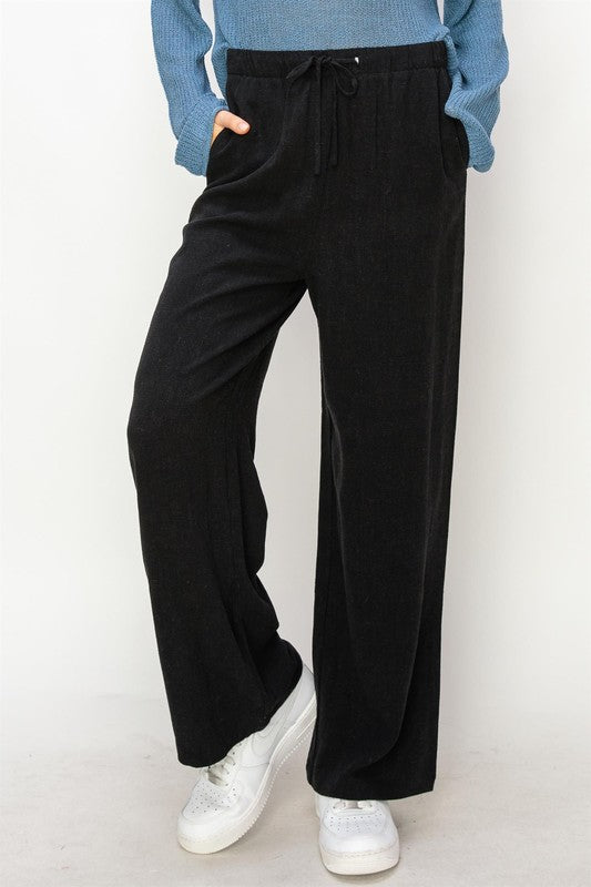 Shoreline Linen Pants- Black
