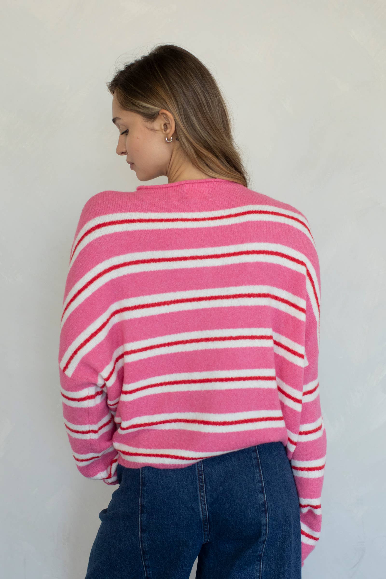 Right This Way Cardigan - Rose Stripe