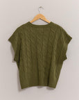 Cable Knit Vest- Olive