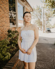 Ruched Mini Dress- White