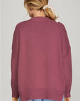 Knit Side Slit Sweater- Mulled Wine