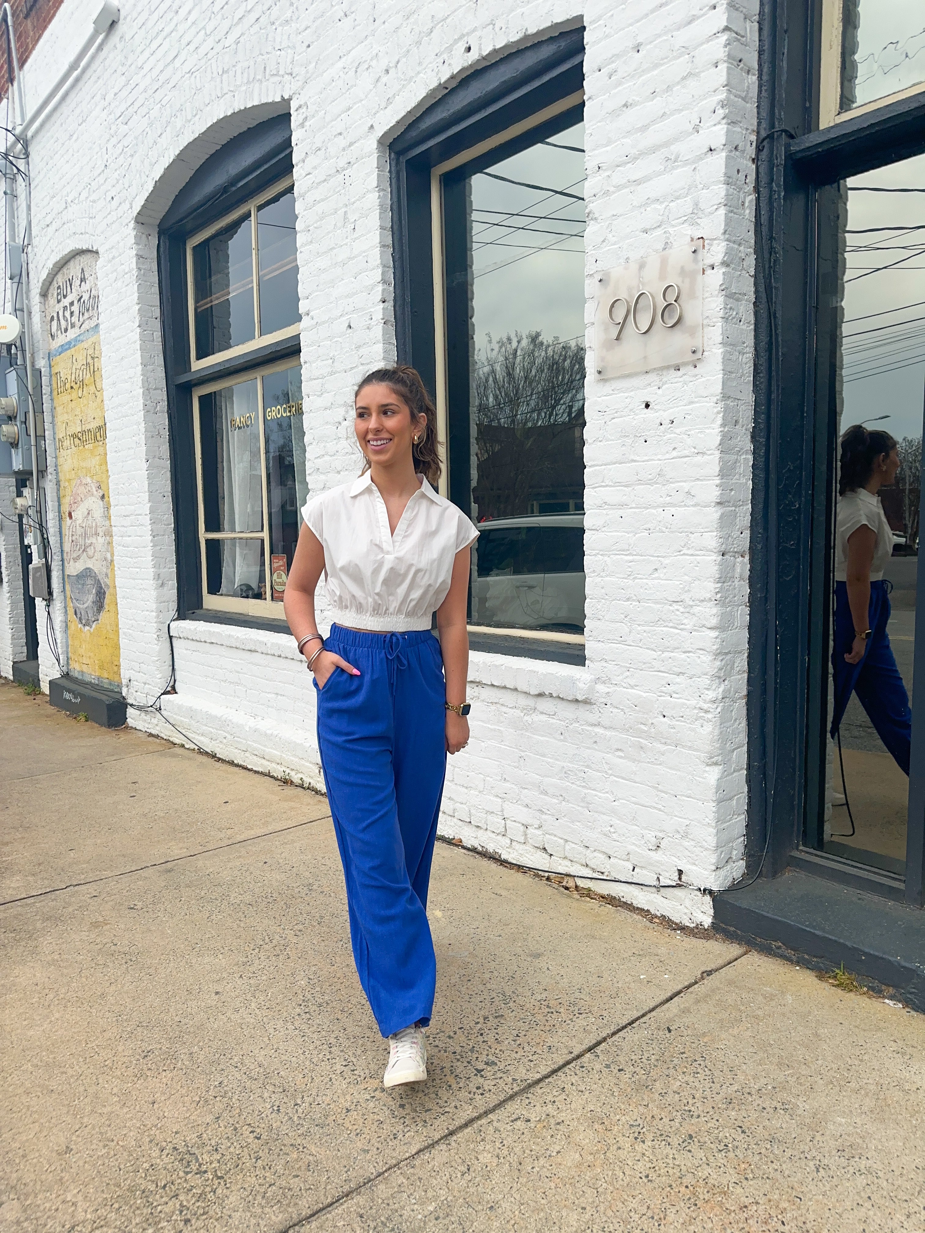 Shoreline Linen Pants- Cobalt