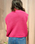 Cable Knit Sweater Vest- Fuchsia