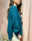 Side Slit Sweater- Teal