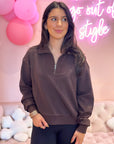 Soft Half Zip Pullover- Chocolate