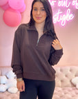 Soft Half Zip Pullover- Chocolate