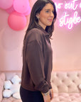 Soft Half Zip Pullover- Chocolate