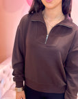 Soft Half Zip Pullover- Chocolate