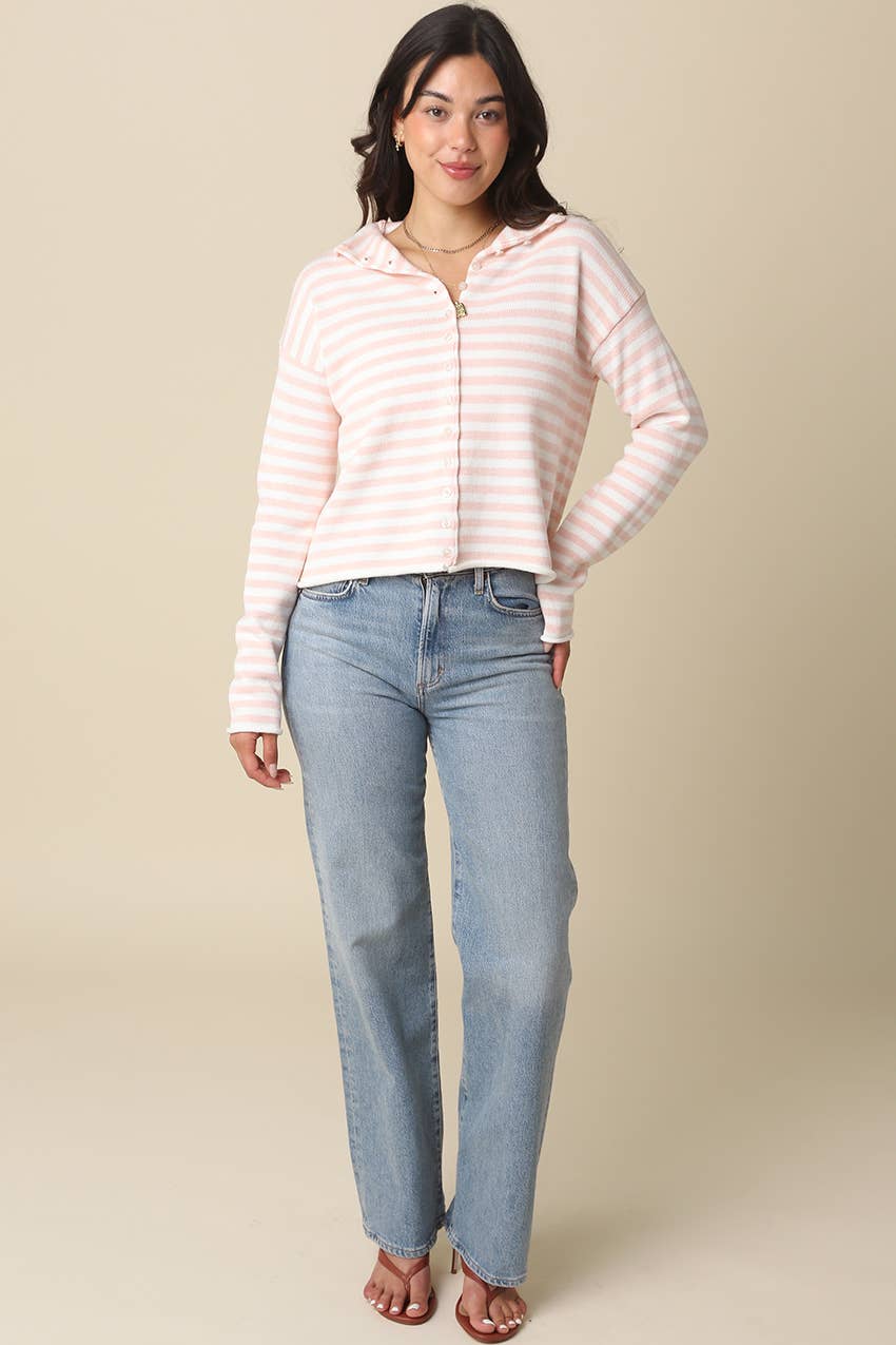 Cove Cardigan- Blush Stripes