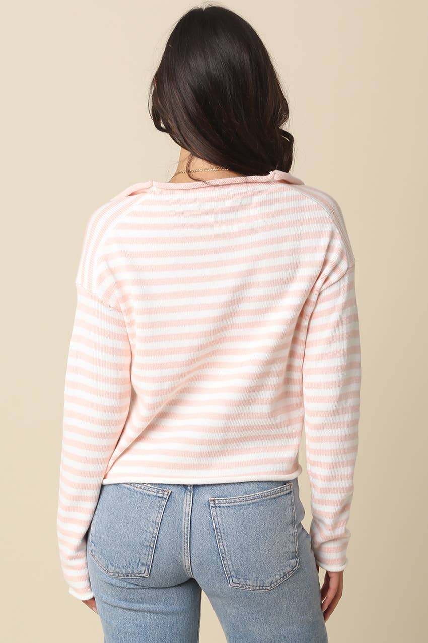 Cove Cardigan- Blush Stripes