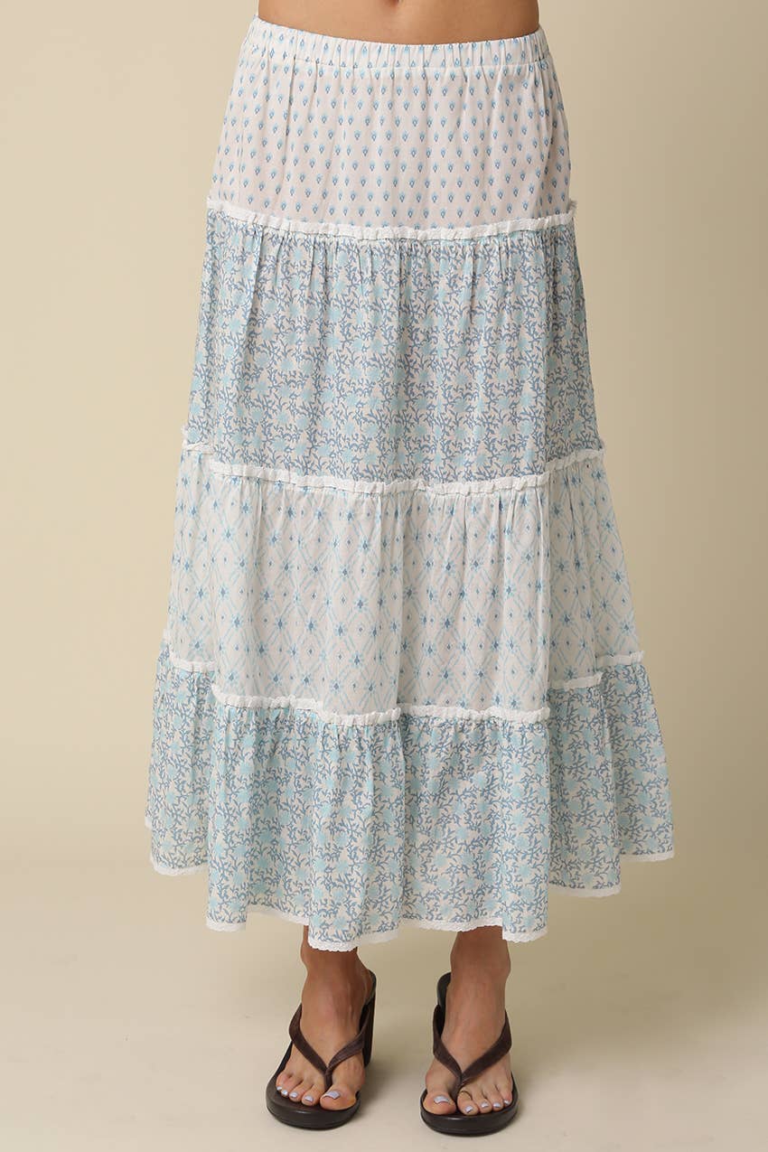 Elle Printed Tiered Maxi Skirt